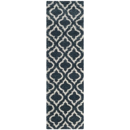 Flowers First 2 ft. 3 in. x 8 ft. Hudson Shag Power Loomed Runner Rug, Slate Blue & Ivory FL1909634